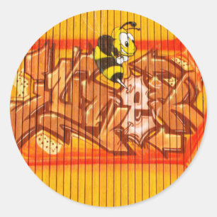 Wasp Graffiti Wall Ronde Sticker