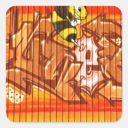 Wasp Graffiti Wall Vierkante Sticker (Voorkant)