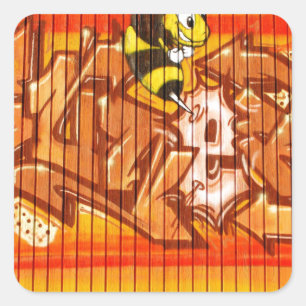 Wasp Graffiti Wall Vierkante Sticker