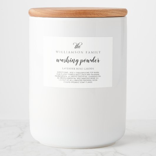 Waspoeder Zwart & Wit Product Opslaglabel Voedselcontainer Etiket (Voorkant)