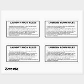 'Wasregels' Wasserette Overlay Zwart Rechthoekige Sticker (Vel)