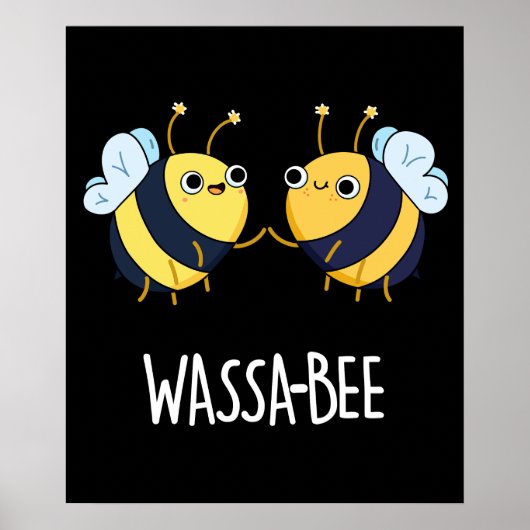 Wassabee Funny Wasabi Bee Pun Dark BG Poster (Voorkant)