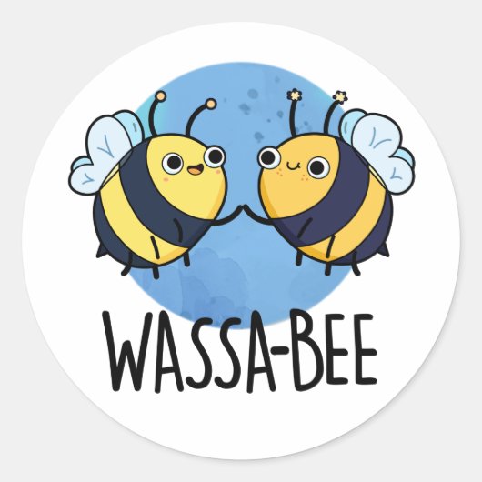 Wassabee Funny Wasabi Bee Pun Ronde Sticker (Voorkant)
