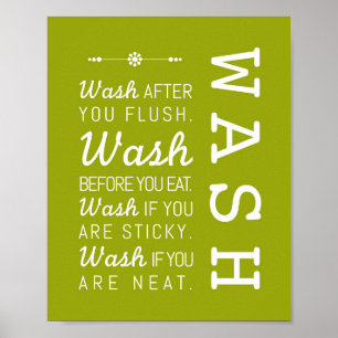 Wassen   Bathroom Rules Poster Art Print 8x10