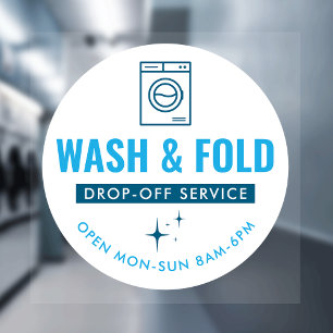 Wassen en Vouwen Service Wasmachine Droogreiniging Raamsticker