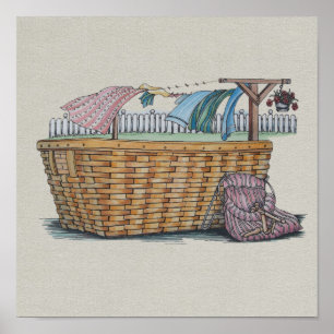 Wassen op wasgoed poster