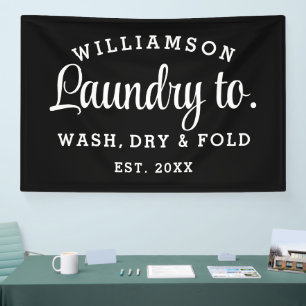 Wasserij – Minimalistische afdrukbare zwart-wit Spandoek