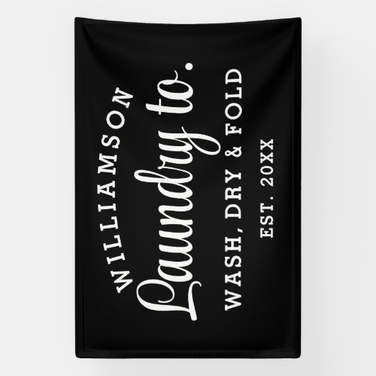 Wasserij – Minimalistische afdrukbare zwart-wit Spandoek (Verticaal)