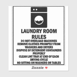 'Wasserij Room Rules' Wasserette Zwarte Sticker
