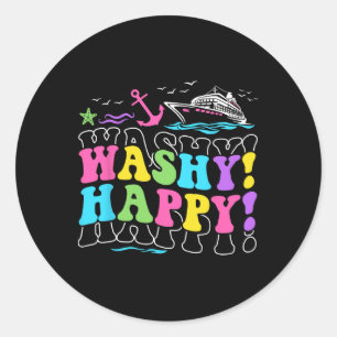 Wassige Gelukkige Reizen Strand Trip Schip Tour Cr Ronde Sticker