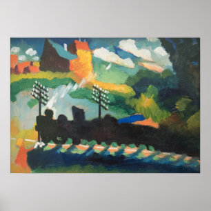 Wassily Kandins Murnau Uitzicht met spoorweg en ka Poster