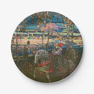 Wassily Kandinsky Het rijdende paar Russische kuns Papieren Bordje