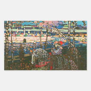 Wassily Kandinsky Het rijdende paar Russische kuns Rechthoekige Sticker