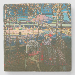 Wassily Kandinsky Het rijdende paar Russische kuns Stenen Onderzetter