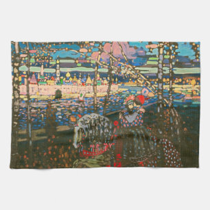 Wassily Kandinsky Het rijdende paar Russische kuns Theedoek