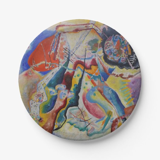 Wassily Kandinsky Rode vlek Klassieke Abstracte ku Papieren Bordje (Voorkant)