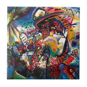Wassily Kandinsky - Stadsgezicht Moskou Abstracte Tegeltje