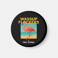 Wassup Flockers Grappig Flamingo Retro Beach Quote