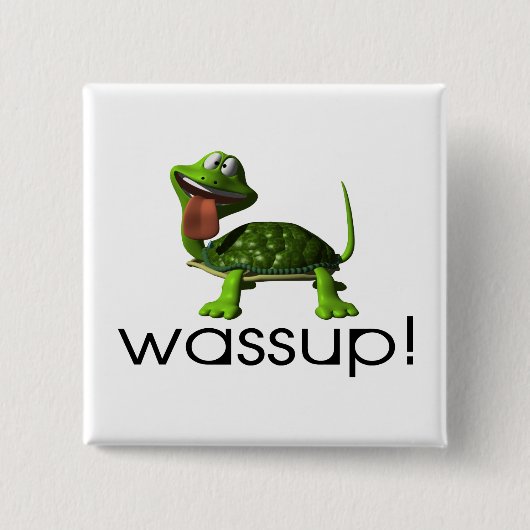 Wassup Turtle Vierkante Button 5,1 Cm (Voorkant)