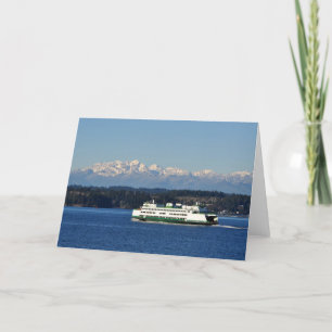 WAST Ferry en Olympic Mountains - Frameable Art Kaart