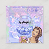 Waswasprogramma QR-code BluePink Vierkante Visitekaartje (Voorkant)