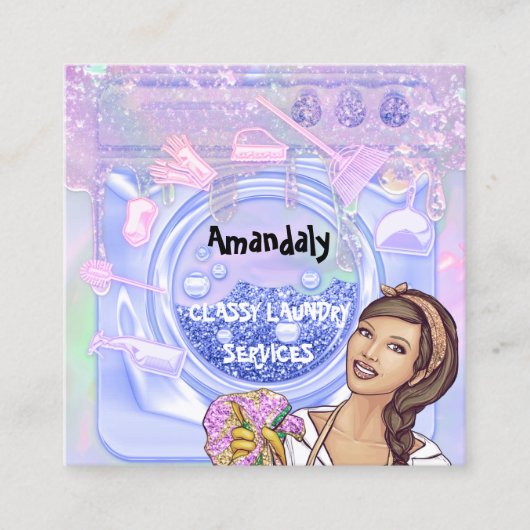 Waswasprogramma QR-code BluePink Vierkante Visitekaartje (Voorkant)