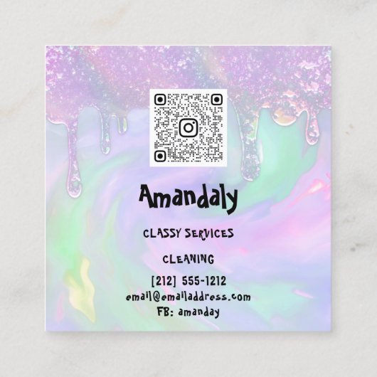 Waswasprogramma QR-code BluePink Vierkante Visitekaartje (Achterkant)