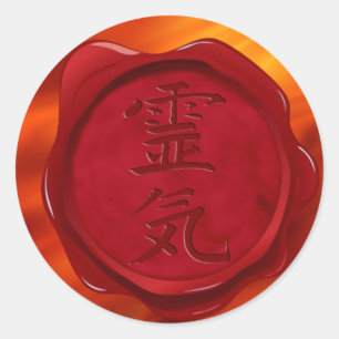 waszegel - REIKI rode vuurgolven Ronde Sticker