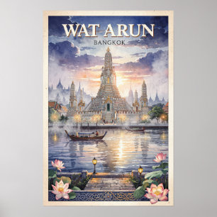Wat Arun Bangkok Reisreclame in Vintage Stijl Poster