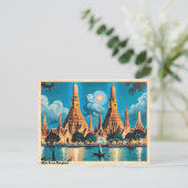 Wat Arun Bangkok Vintage Reizen Briefkaart (Staand voorkant)