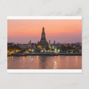 Wat Arun Temple Bangkok Thailand tegen zonsonderga Briefkaart