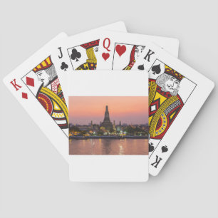 Wat Arun Temple Bangkok Thailand tegen zonsonderga Pokerkaarten