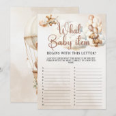 WAT BABY ITEM ALPHABET Baby shower Spel Schattige Kaart (Voorkant / Achterkant)