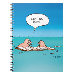 Wat ben je aan het doen? Grappige cartoon over een Notitieboek