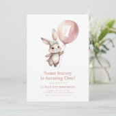 Wat Bunny 1st Birthday Daisy Balloon Kaart (Staand voorkant)