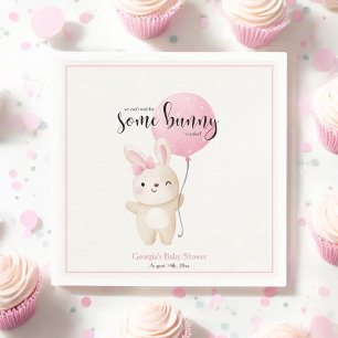 Wat Bunny Pink Bow Balloon Bunny Baby shower Servet