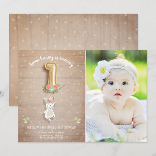 Wat Bunny Verjaardag Uitnodiging Meisje Eerste Roz