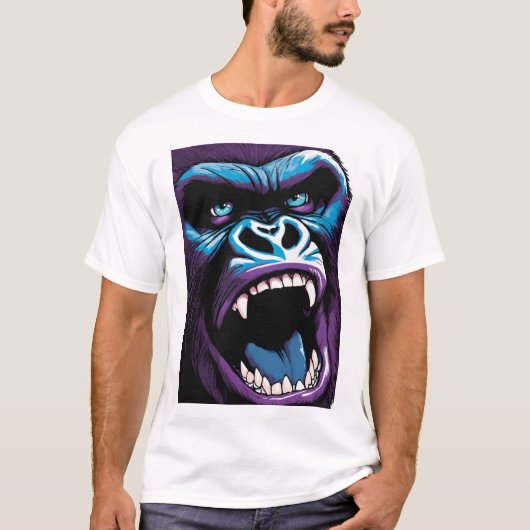 Wat dacht je van "Wild Roar: Gorilla Open Mouth T-shirt (Voorkant)