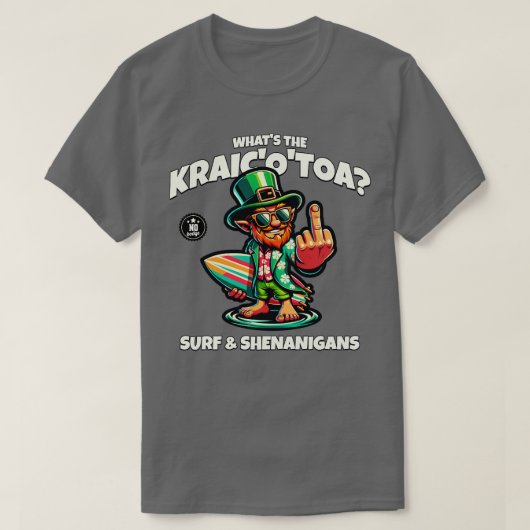 Wat de Craic Irish Surfing grappig ontwerp TShirt (Design voorkant)