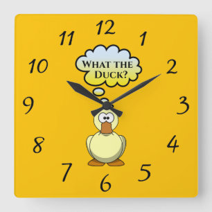 Wat de Duck? Wandklok Vierkante Klok