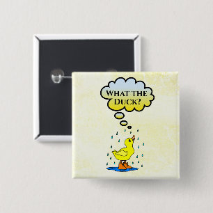 Wat de eend? Knop Vierkante Button 5,1 Cm
