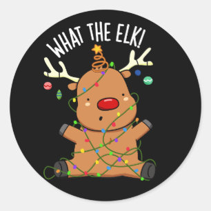 Wat De Eland Grappig Dieren Grap Dark BG Ronde Sticker