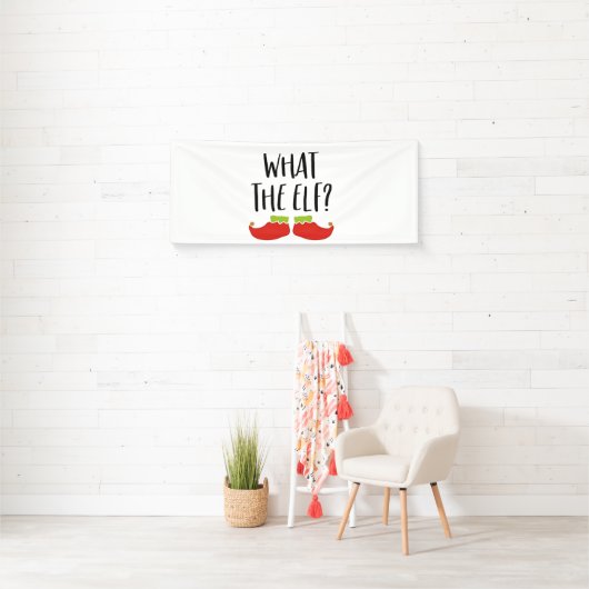 Wat de Elf Grappig Kerst Elf Kerstman Spandoek (Insitu)