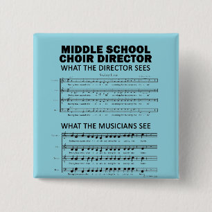 Wat de middelbare schoolkoor ziet vierkante button 5,1 cm