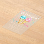 Wat de Scoop Ice Cream Gender Reveal Party Acryl Uitnodigingen (Laagn)
