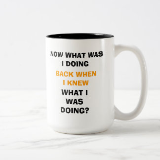 "Wat deed ik nu?" Koffiemok Tweekleurige Koffiemok