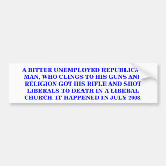 WAT DOET EEN REPUBLIKEINSE PISTOOL & RELIGIE CLING BUMPERSTICKER