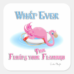 Wat drijft je roze flamingo? vierkante sticker