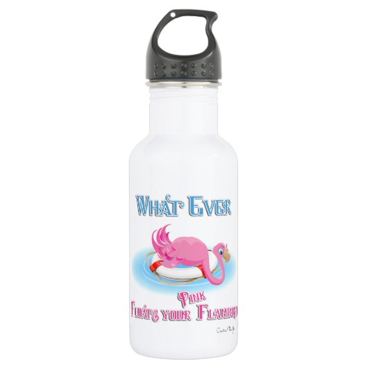 Wat drijft je roze flamingo? waterfles (Voorkant)