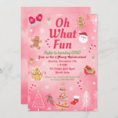 Wat een felroze kerstfeestdag uitnodigingen (Voorkant / Achterkant)